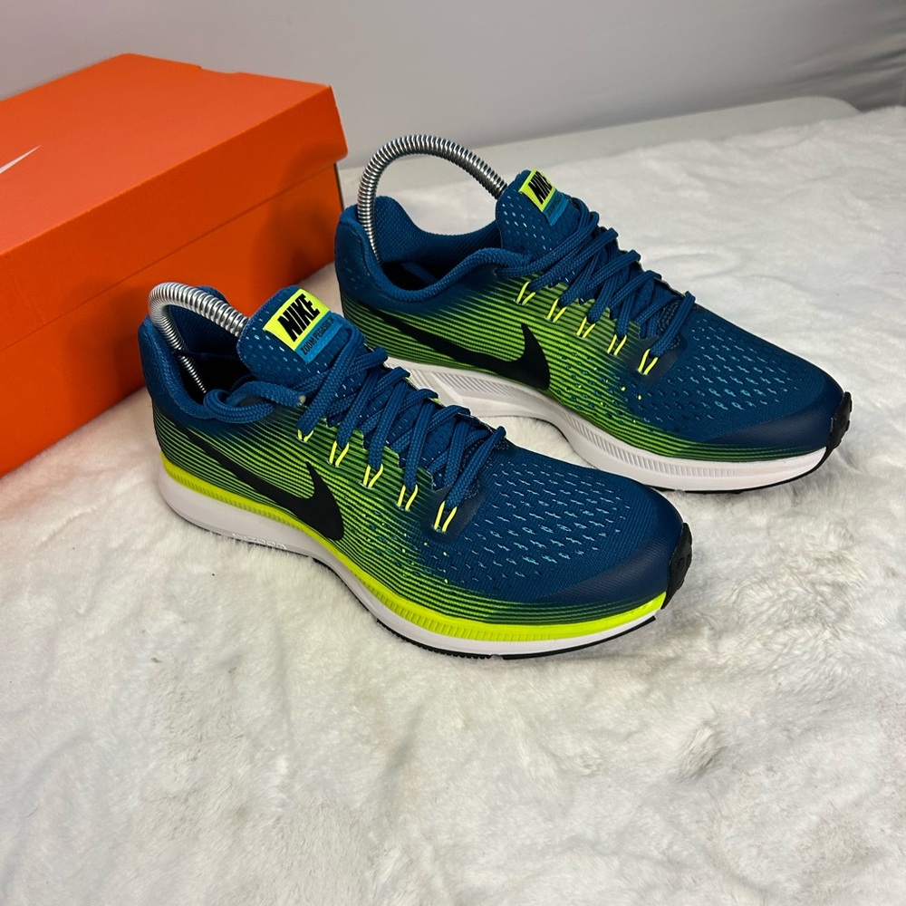 Nike Zoom Pegasus 34 GS Blue Volt Running Shoes Youth 6Y Women’s 7.5 NIB - Picture 3 of 9